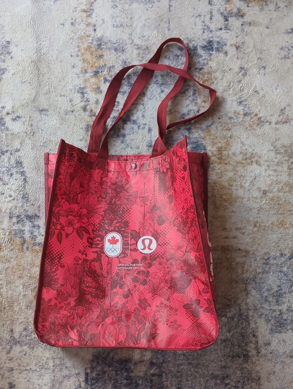 lululemon athletica Red Floral Reusable Tote